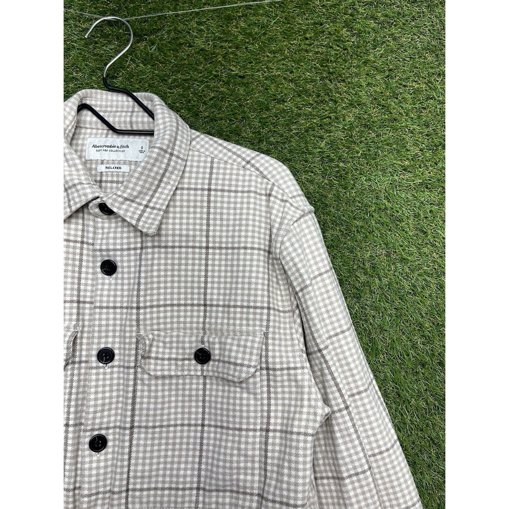 Abercrombie & Fitch Shacket Mens Small Relaxed Oversized Flannel Button Plaid